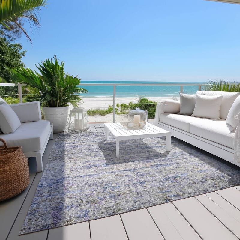 Machine Washable Indoor/ Outdoor Contemporary Solid Chantille Rug