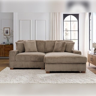 Anne 81" W Comfy Upholstered Plush Corduroy Modular Sectional Sofa