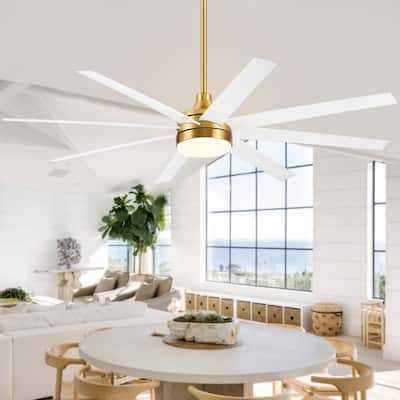 65 Inch Gold LED Ceiling Fan with Light Remote(8-Blade)