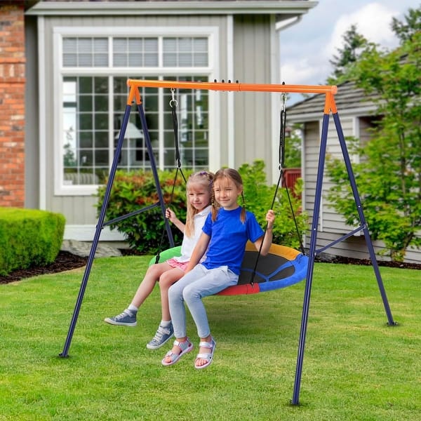 slide 2 of 7, Saucer Swing with Stand for Kids 1 Seat