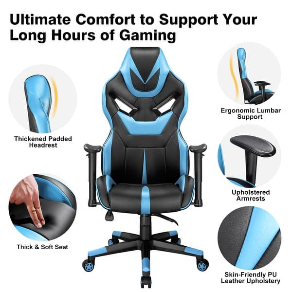 Langria Ergonomic Gaming Chair Office Racing Chair With Thickened Headrest Adjustable Armrest Pc Computer Desk Office Chair Overstock 29919858