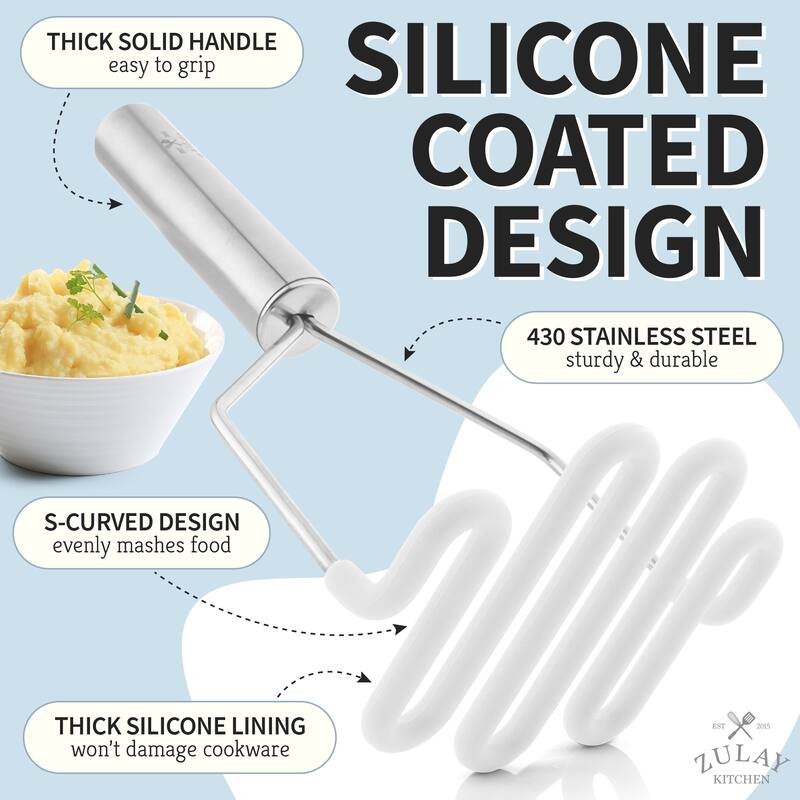 Zulay Kitchen Non-Scratch Potato Masher Kitchen Tool