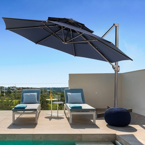 Pellebant 12 FT Outdoor Round Cantilever Umbrella with Base - Overstock ...