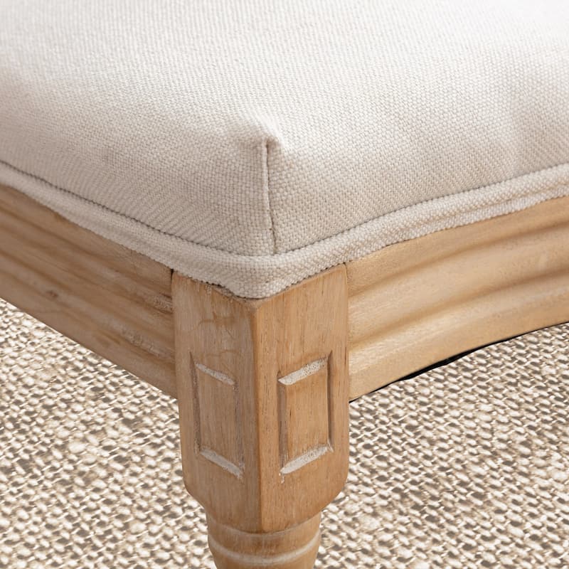 French Country Solid Wood Fabric Dining Chair Set of 2
