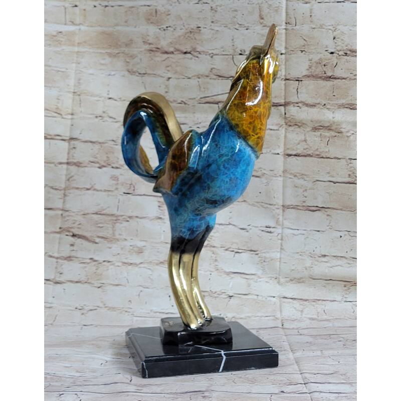 Art Decor Ltd Edition Rooster Special Patina Gilt Bronze Sculpture Figurine Deco