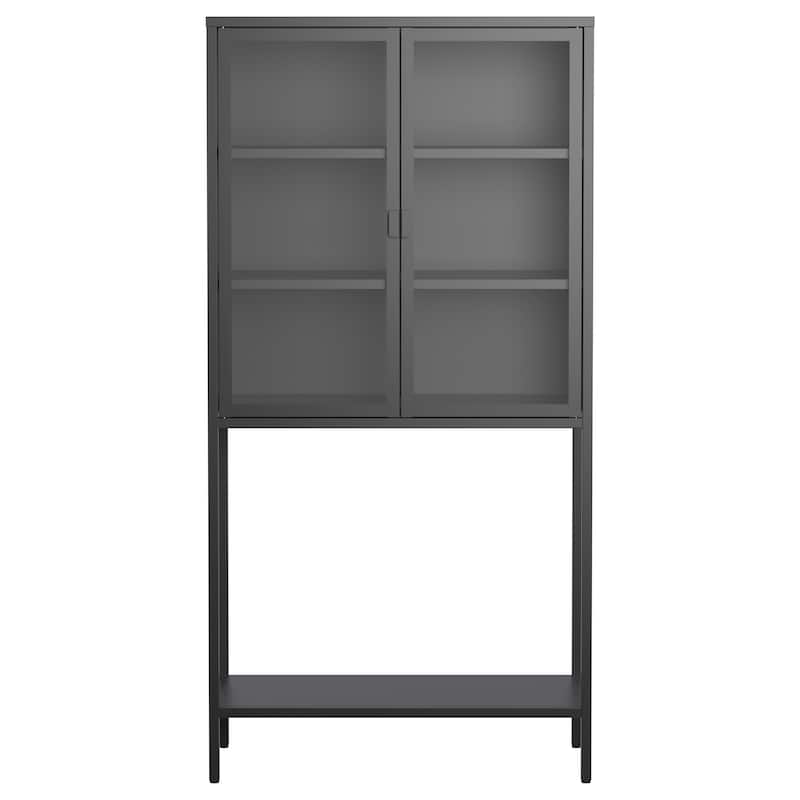 Heavy Duty Metal Storage Cabinet Buffet Sideboard Display Case, Black