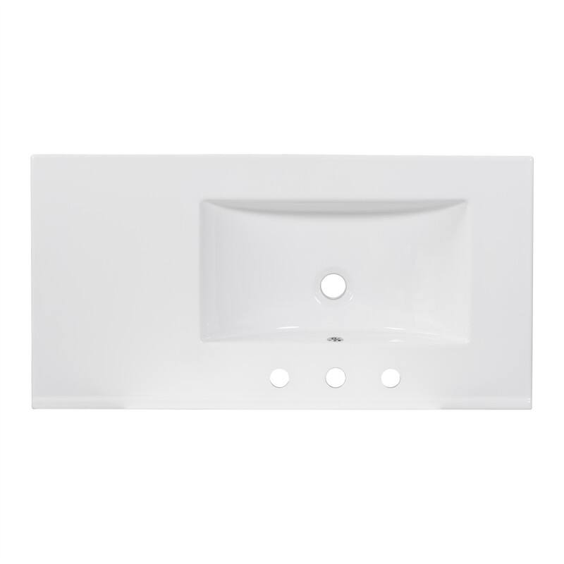 36'' Bathroom Vanity with Ceramic Sink Combo, Modern Bathroom Vanity Cabinet with 2 Soft Close Doors and 5 Storage Drawers