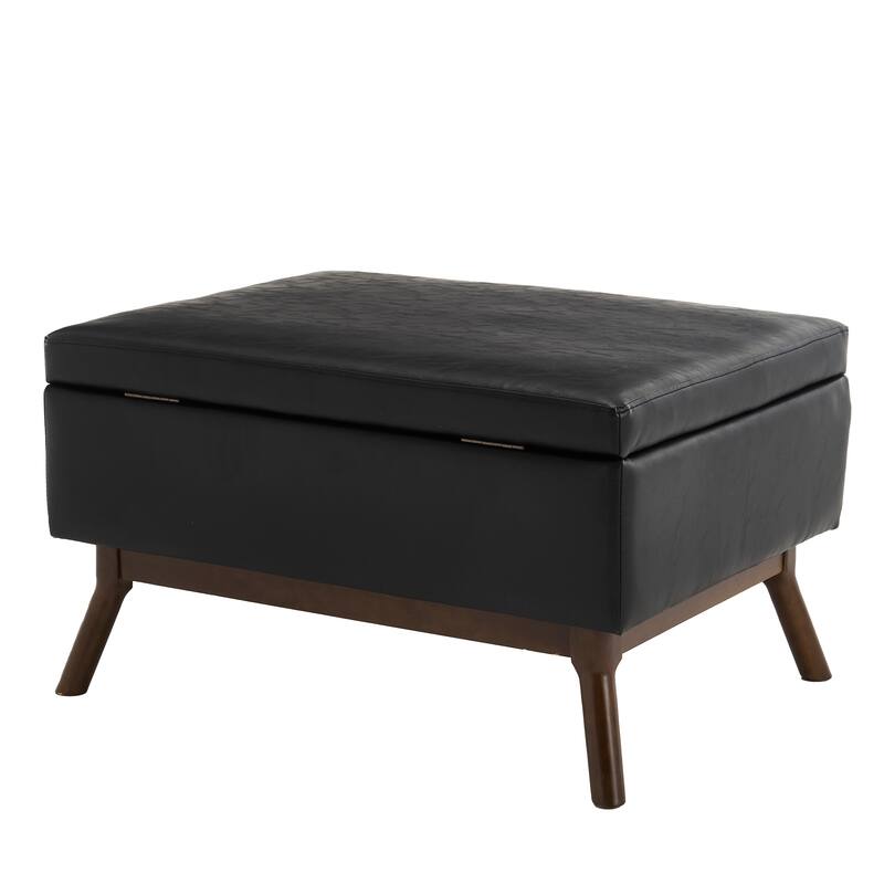 Mid-century modern square coffee table storage bench, assembled, suitable for living room