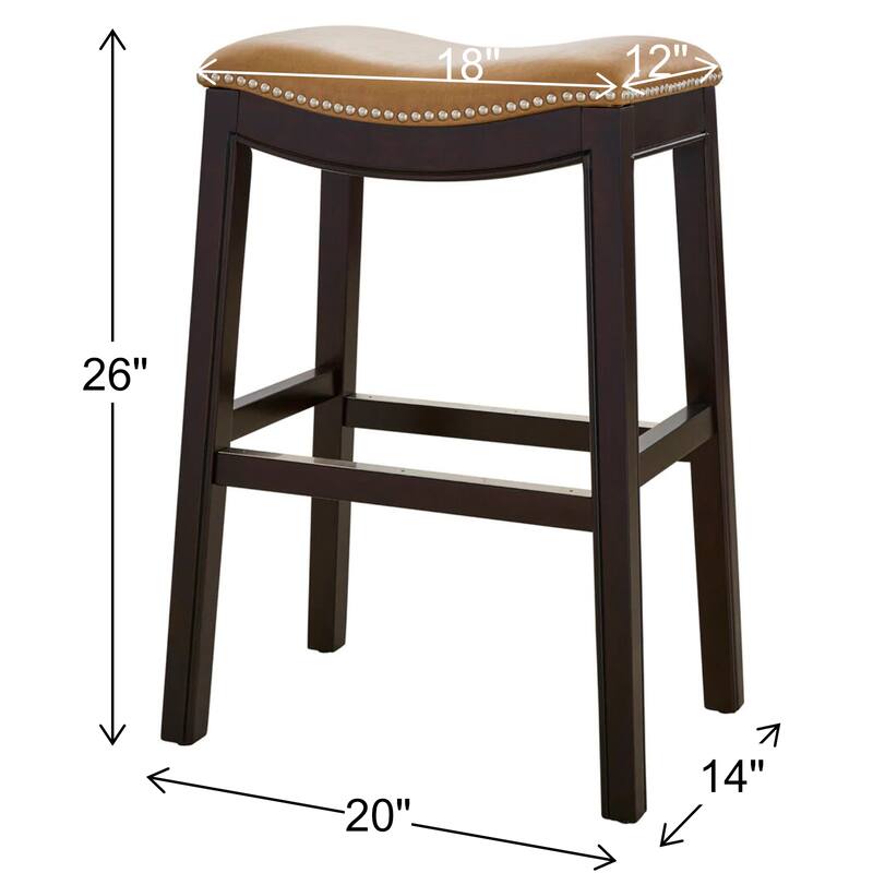 Julian 26" Counter Height Espresso Bar Stool with Tan Faux Leather Seat