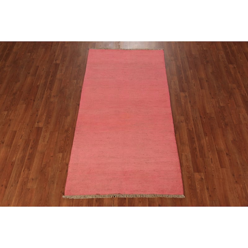 Pink Gabbeh Oriental Runner Rug Handmade Wool Carpet - 3'4" x 6'7"