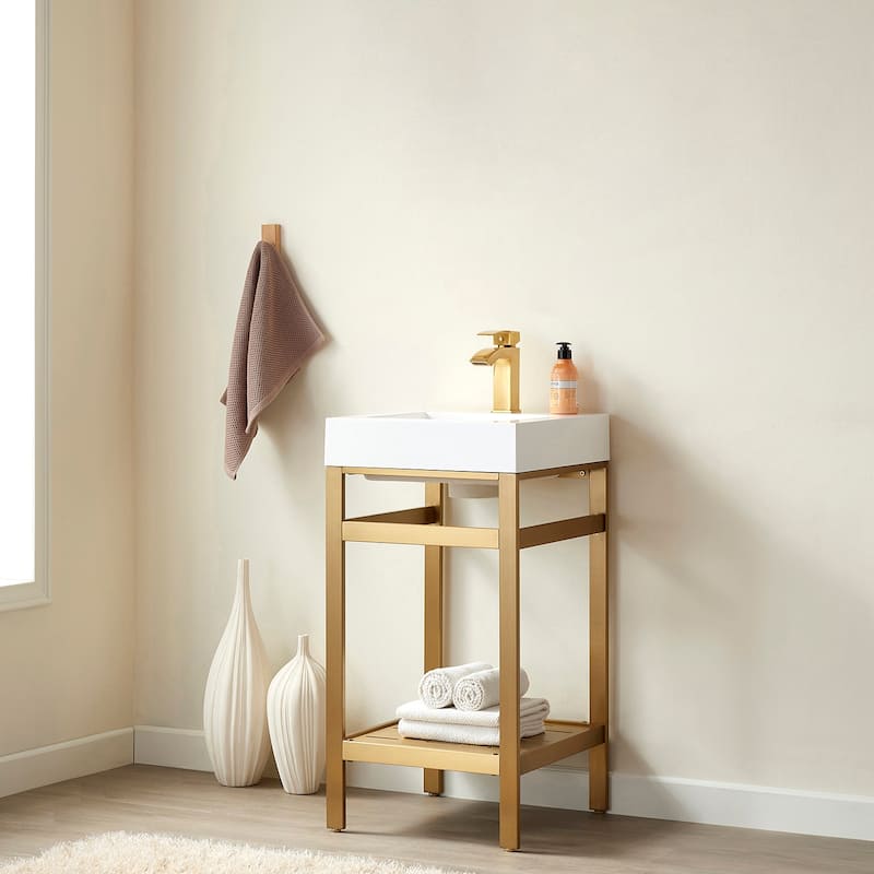 Ablitas 18" Single Vanity in Metal with Stone Sink Top