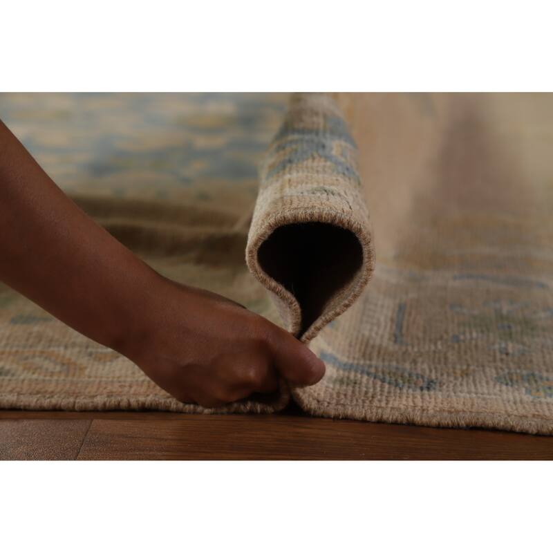 Hand Knotted Oriental 100% Wool Carpet Transitional Medallion Peach Oushak Area Rug - 10' 0'' X 8' 2''