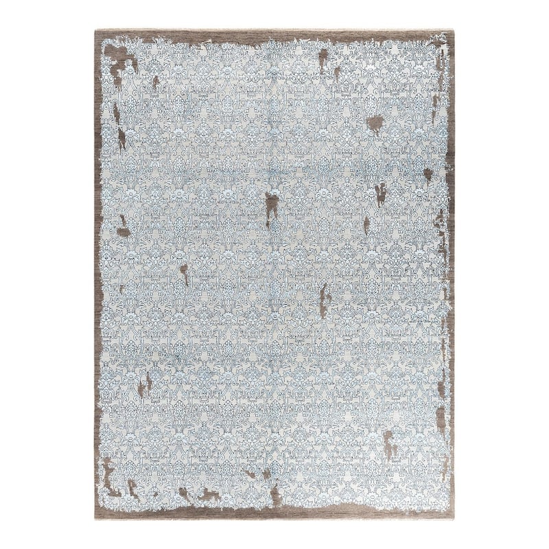 Ikat One-of-a-Kind Hand-Knotted Area Rug - Brown, 9' 2" x 12' 4" - 9' 2" x 12' 4"