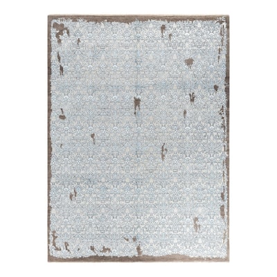 Ikat One-of-a-Kind Hand-Knotted Area Rug - Brown, 9' 2" x 12' 4" - 9' 2" x 12' 4"