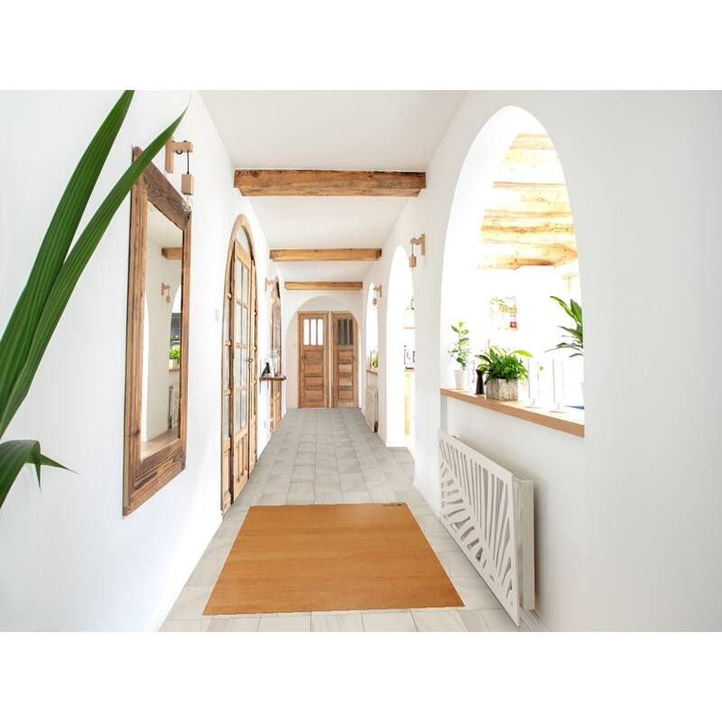 Yellow & Rust Gabbeh Oriental Rug Hand-Knotted Wool Carpet - 2'11" x 5'1"