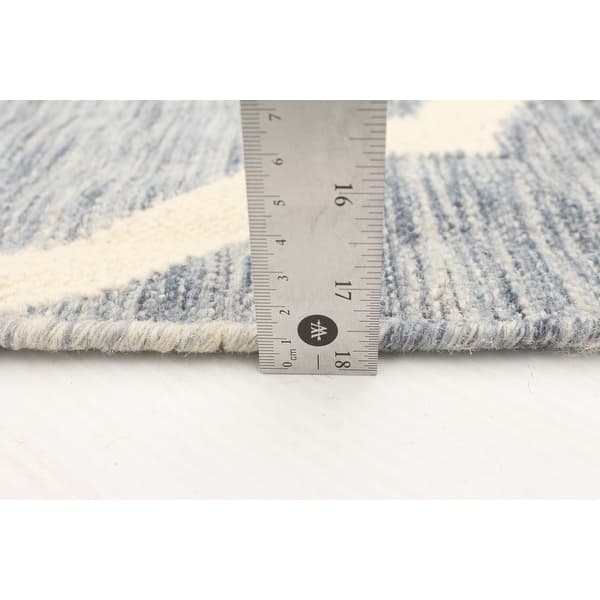 ECARPETGALLERY Flat-weave Marrakech Slate Blue Wool Kilim - 4'1 x 6'1 ...
