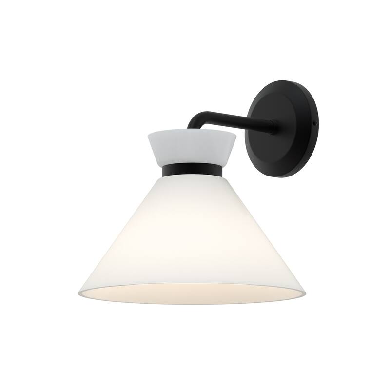 Alora Lighting WV470108GO Halston 9" Tall Bathroom Sconce with Glossy - Matte Black