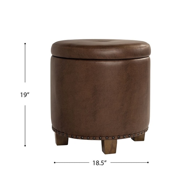 dimension image slide 3 of 5, HomePop Storage Ottoman with Nailheads