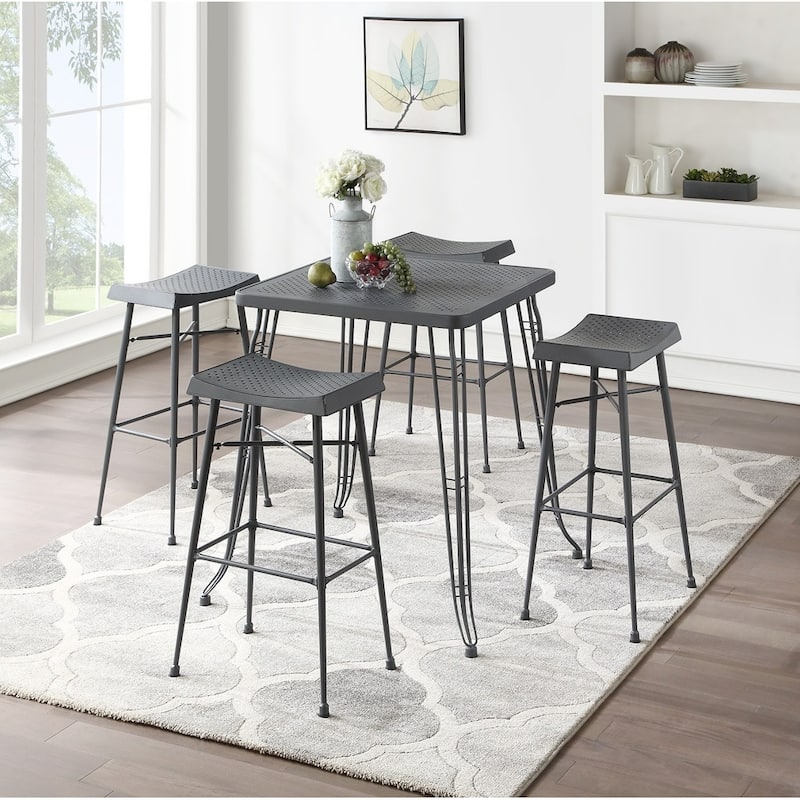 Boraam Gilbert Square Grey Metal Pub Table