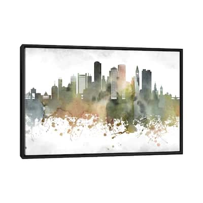 iCanvas "Boston Skyline" by WallDecorAddict Framed Canvas Print