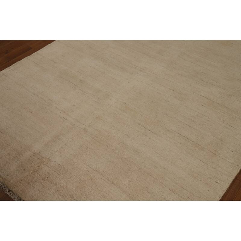 Gabbeh Oriental Area Rug Hand-Knotted Modern Beige Wool Carpet - 4'8" x 6'6"
