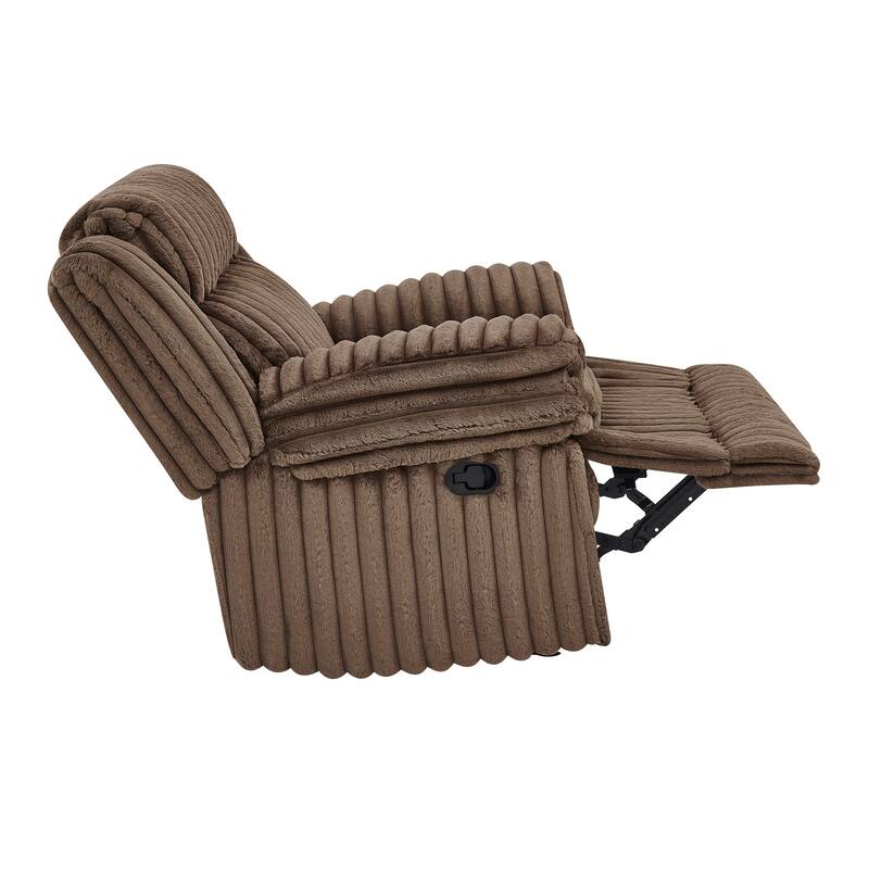 Roundhill Furniture Ardello 3-Piece Reclining Sofa Set, Corduroy Upholstery with Built-In Power Center, Chocolate