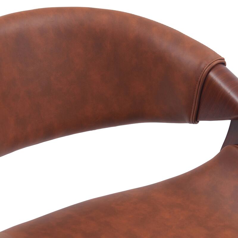 Porthos Home Drew Faux Leather Mid Century Dining Chair with Wooden Legs