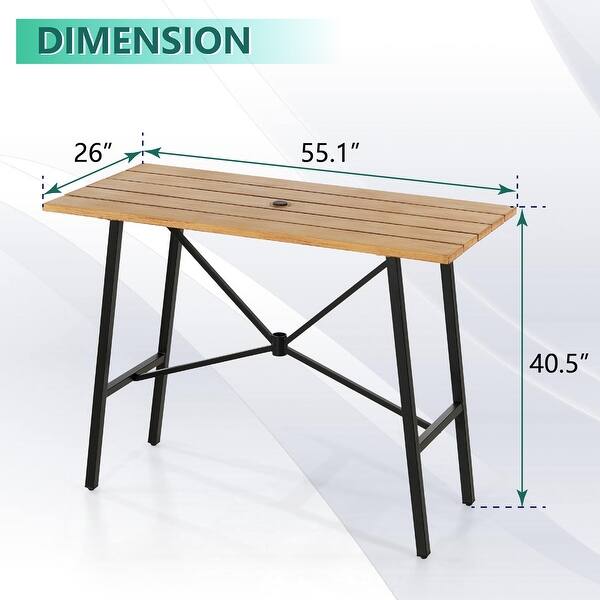dimension image slide 2 of 3, Patio Bar Table Outdoor Metal Bar Table Square Bistro Bar Table