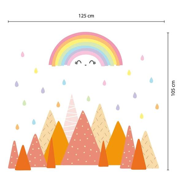 dimension image slide 1 of 2, Walplus Cute Rainbow Mountains Children Kids Wall Stickers Nursery Décor