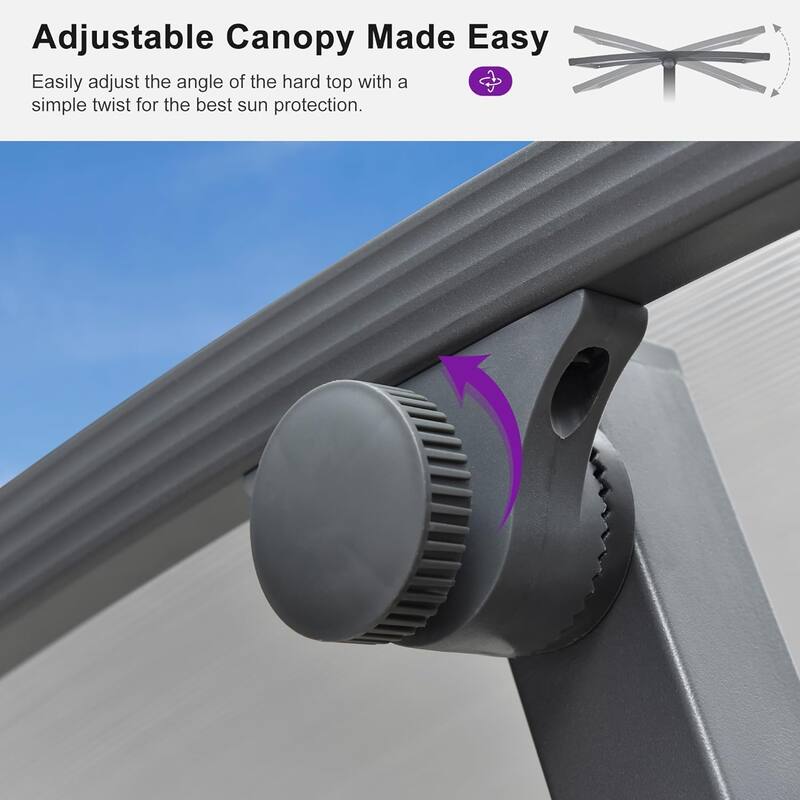 PURPLE LEAF 2-Person Patio Porch Swing with PVC Canopy, Solar LED Lights & Cushions - 2 Seat