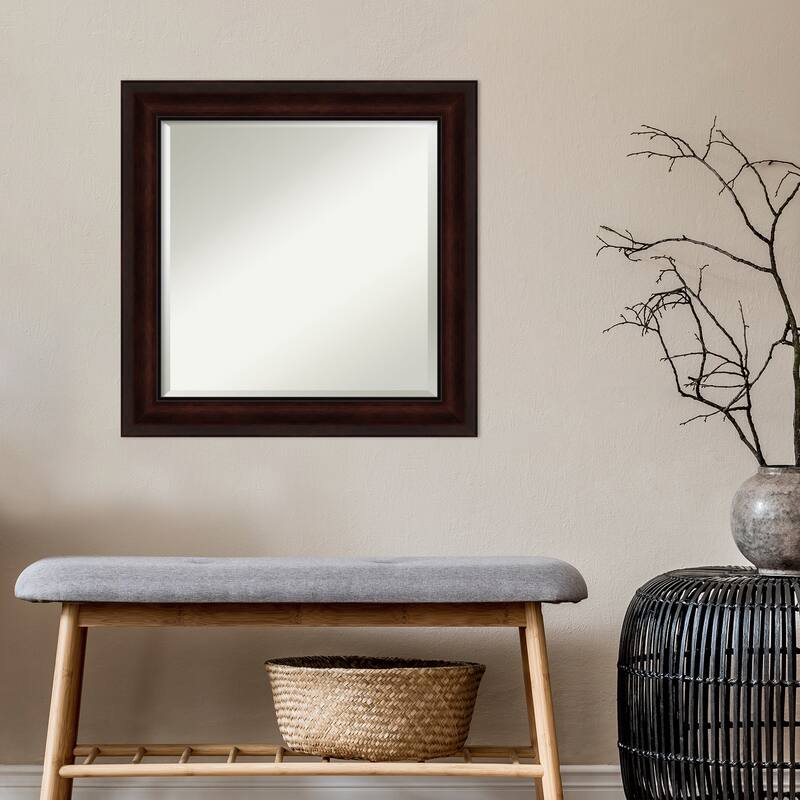 Beveled Wall Mirror - Coffee Bean Brown Frame - Coffee Bean Brown