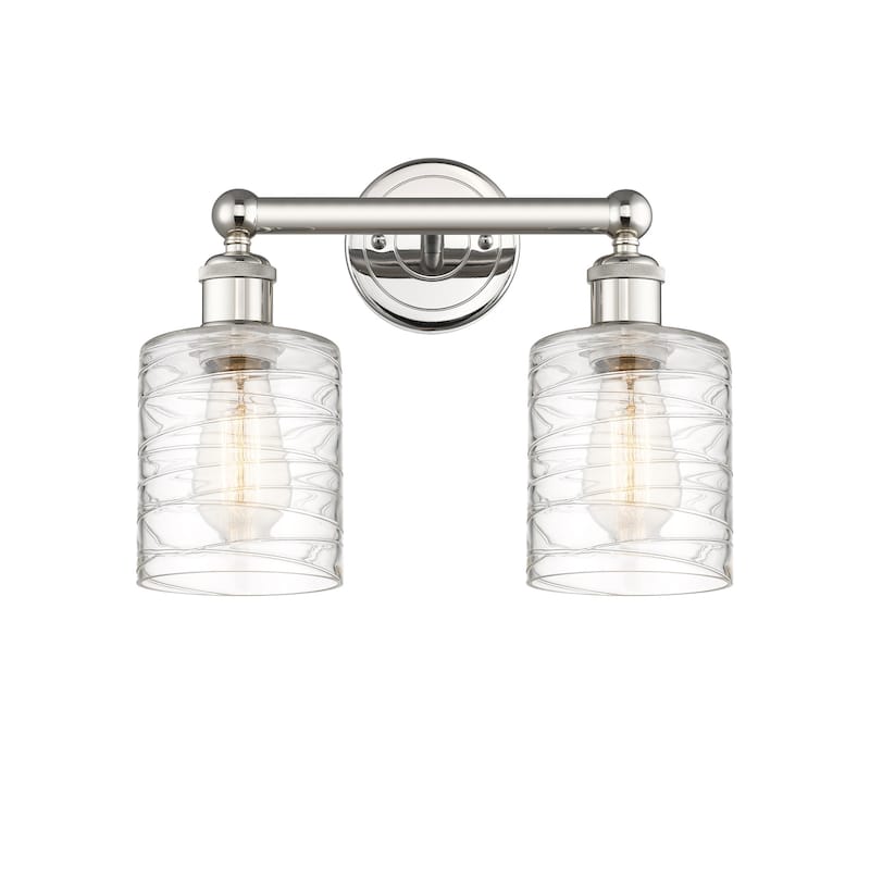 Innovations Lighting 616-2W-12-14 Cobbleskill Vanity Cobbleskill 2 - Polished Nickel / Deco Swirl