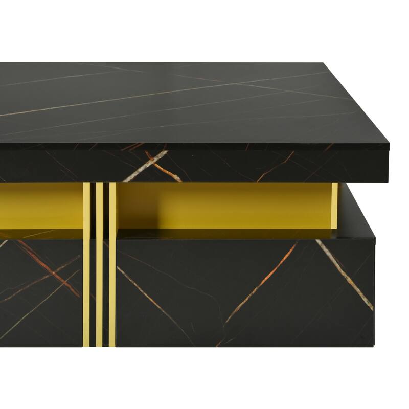43.3" Modern Square Storage Coffee Table with 4 Drawers for Living Room