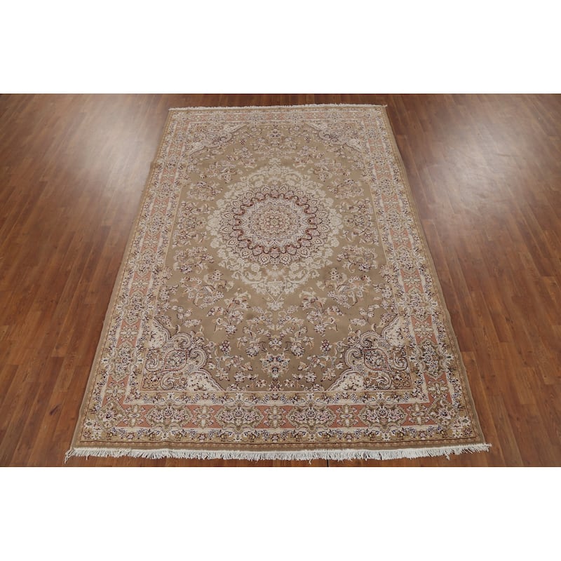 Brown Tabriz Turkish Area Rug Machine Made Carpet - 6'6" x 9'8"