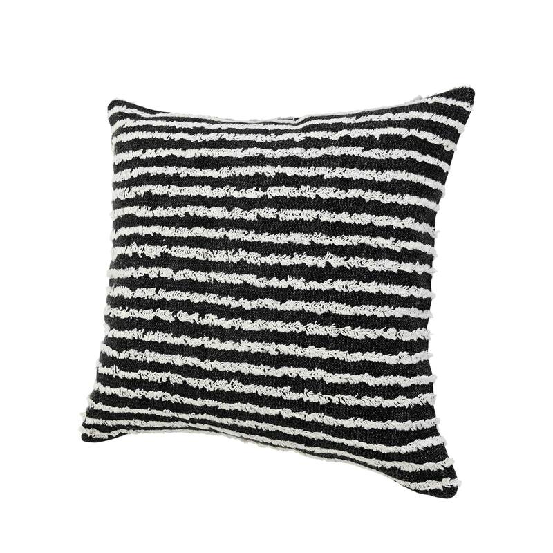 20" Black and Beige Wispy Ways Square Throw Pillow