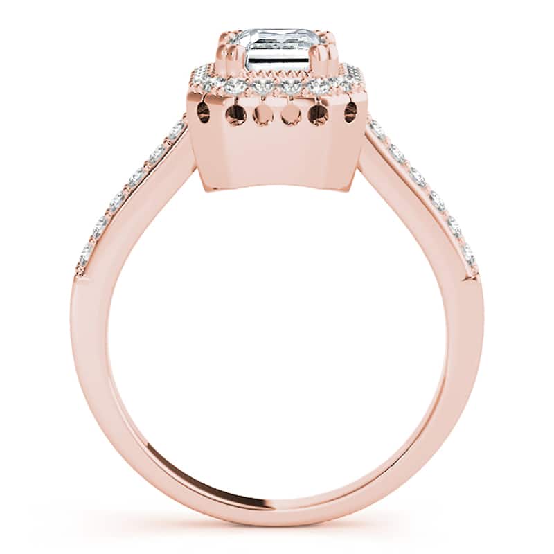 Auriya 14k Rose Gold Lab Grown Emerald Diamond Halo Engagement Ring 0.50 to 5.00 ct. tw. (F-G VS)