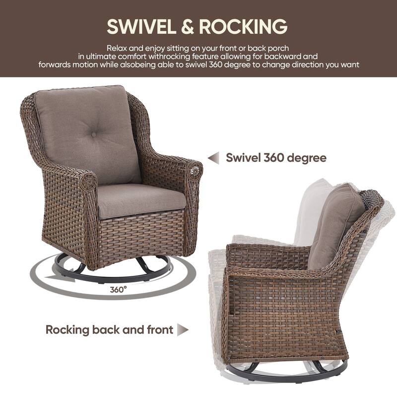 Gymojoy Outdoor Wicker Swivel Glider Chairs with Cushions