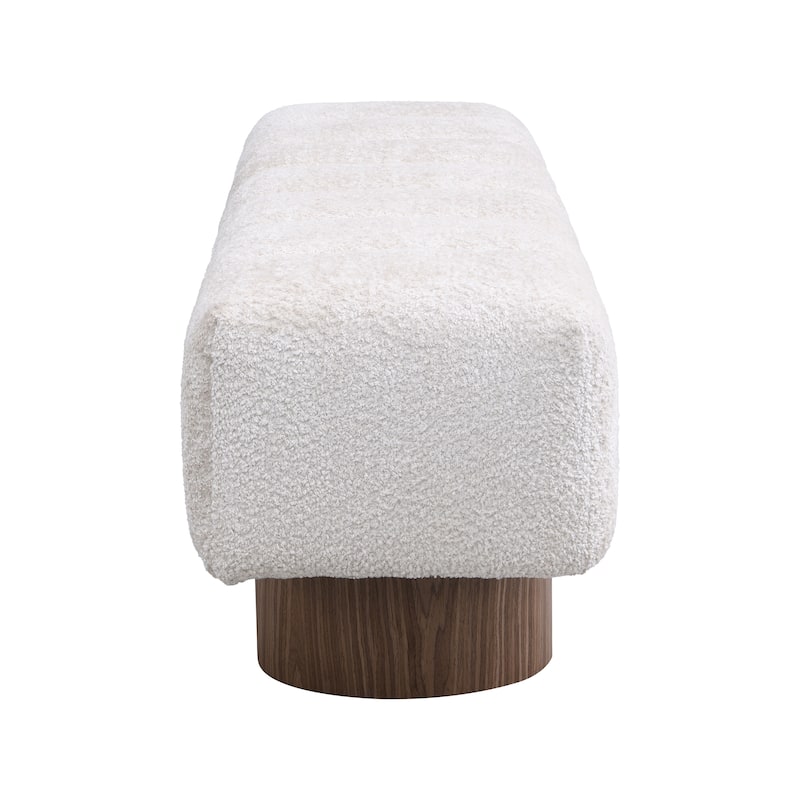 Roomfitters Upholstered Dining Bench, Boucle Fabric with Wood Base, Entryway or Bedroom Accent Bench