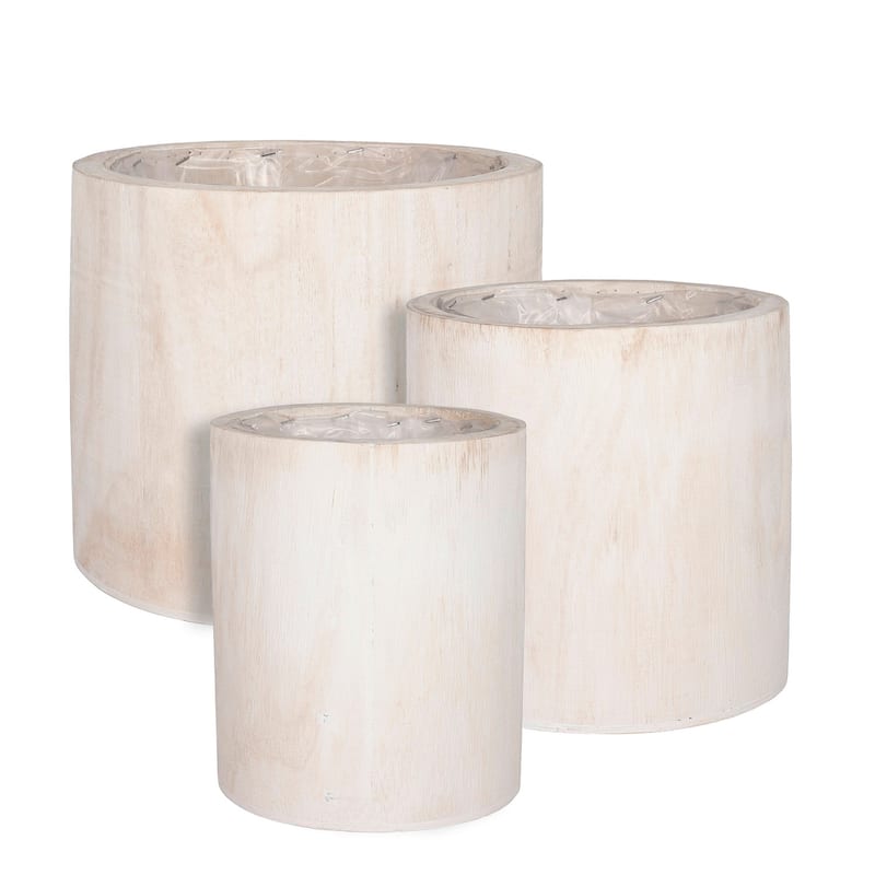 Set of 3 Maud Pots Round White-ST - White Wash