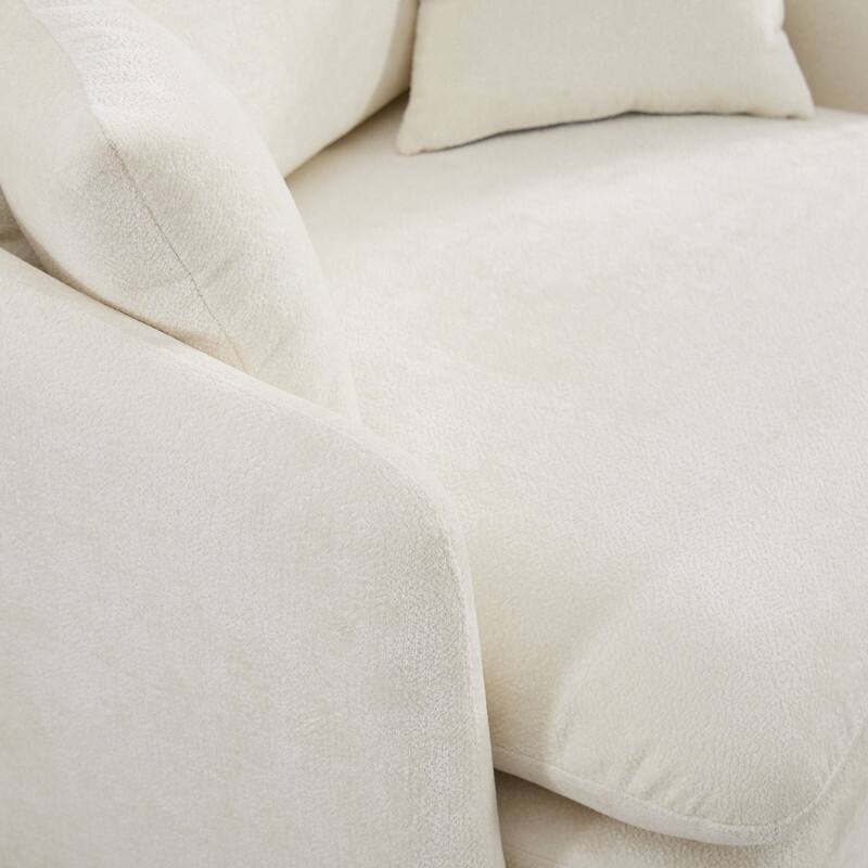 46" Chenille Upholstered Oversized Swivel Armchair With Ottoman