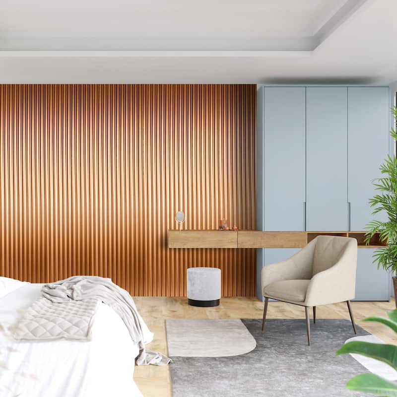 Art3d 104'' X 6.3'' Fluted Wall Panel for Interior Decor, WPC Wall Panel, Metal Finish,8pcs - N/A