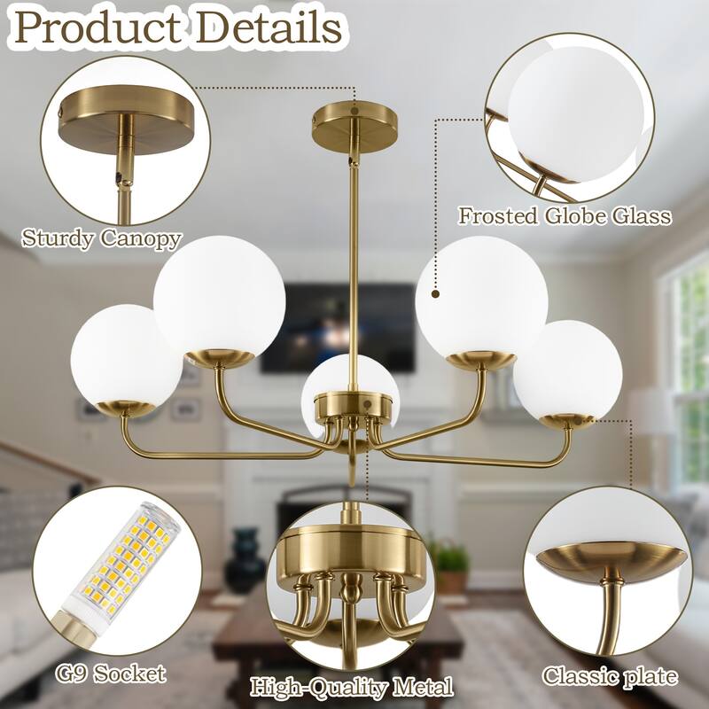 5-Light Dimmable Globe chandelier