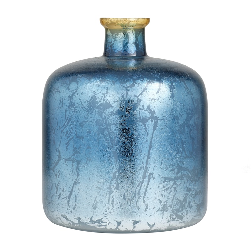 White or Blue Glass Vase with Gold Rim