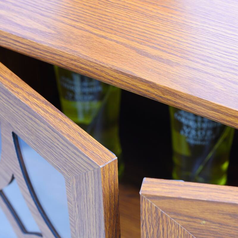 Spacious size sideboard 2 clear tempered glass doors buffet with adjustable shelf