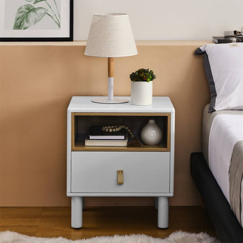 Single Drawer Bedside Table, Modern Wooden Style Bedside Table
