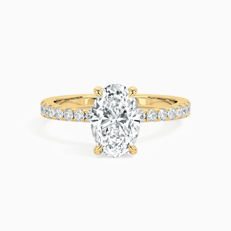 Auriya 14kt Yellow Gold Lab Grown Oval Diamond Engagement Ring with Unique Diamond Prong (F-G, VS) - 4 - 1.75 ct. center