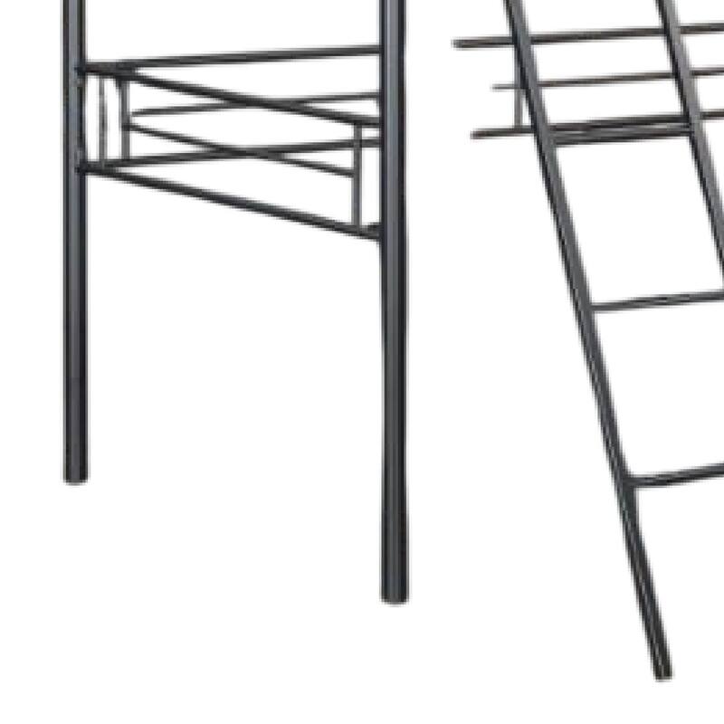 Mylz Twin Loft Bed, Black Metal Frame with Attached Angled Ladder