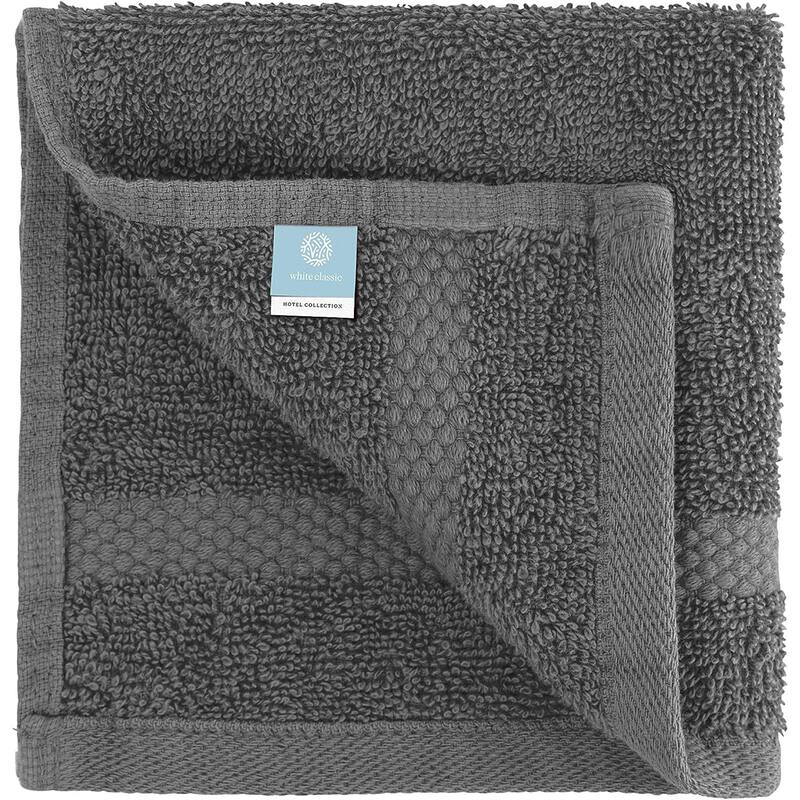 White Classic Luxury Cotton Washcloth 13x13 - Set of 12