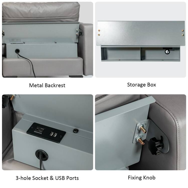 Modular L-shaped 3-Seat Sectional Sofa with Reversible Chaise and 2 USB Ports - 97" x 51" x 31.5" (L x W x H)