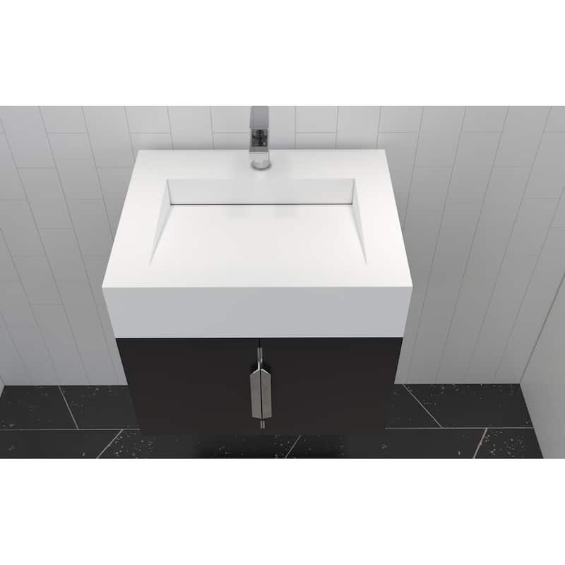 Nile 24-Inch Wall Mounted Bathroom Vanity Set w/ White Top